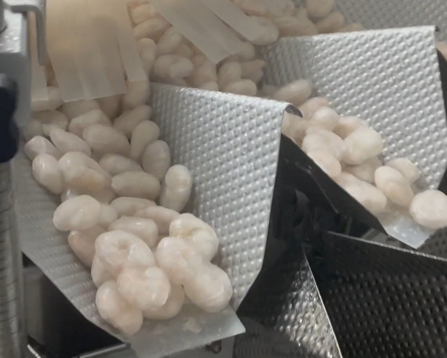 Da oficina gelada do camarão da máquina de embalagem do pesador dos SS 304 peso de embalagem 200g~1500g do alvo do sistema
