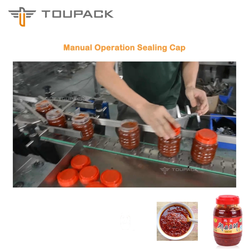 Sistema de enchimento líquido principal de Bean Sauce Filling 4 largos grossos da máquina de empacotamento do molho do PLC