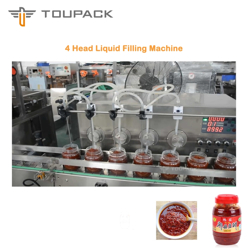 Sistema de enchimento líquido principal de Bean Sauce Filling 4 largos grossos da máquina de empacotamento do molho do PLC