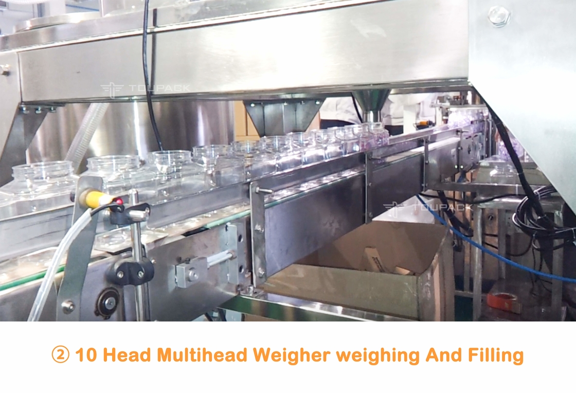 A lavanderia automática do pesador de Multihead de 10 cabeças perla o frasco pode sistema do engarrafamento e da embalagem