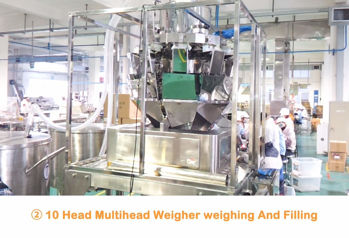 A lavanderia automática do pesador de Multihead de 10 cabeças perla o frasco pode sistema do engarrafamento e da embalagem