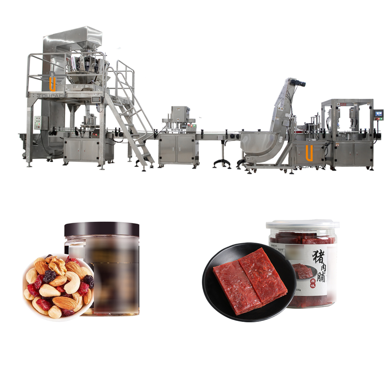 Do pesador misturado espasmódico automático das cabeças de Mulit dos petiscos da porca da carne de porco da máquina de engarrafamento do OEM máquinas tampando de enchimento