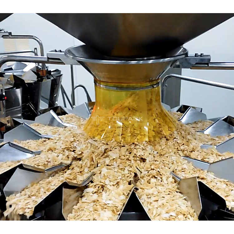 Cabeça 14 toda em uma máquina de empacotamento de peso para o coco Chips Filling Machine friável