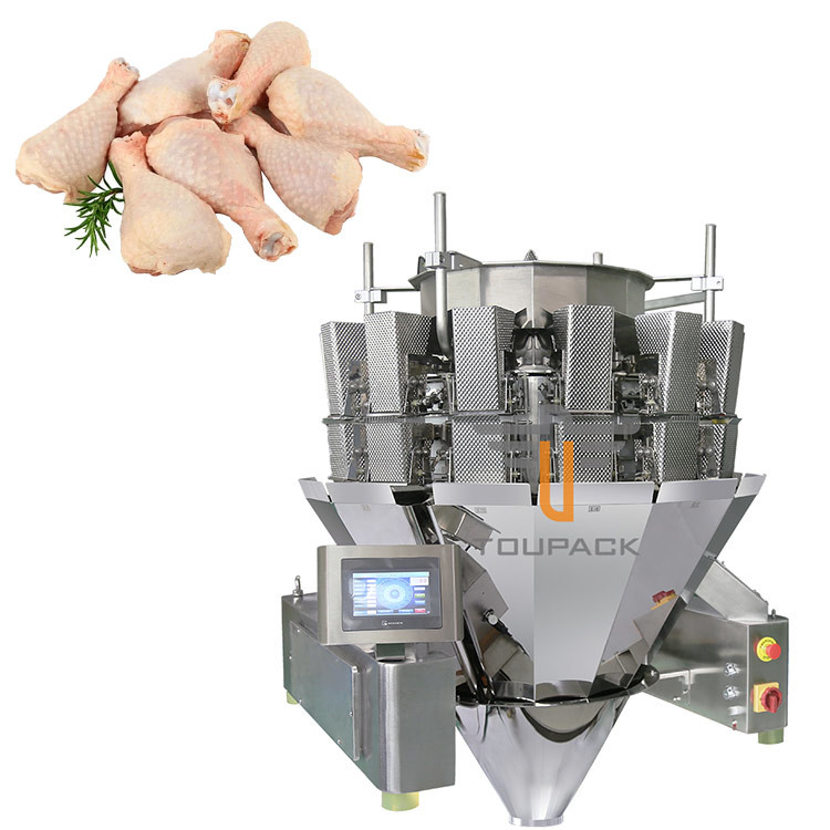 14 automóvel principal do pé de galinha da carne fresca dos SS 10-500g do pesador da combinação que pesa o sistema de alimentação de parafusamento