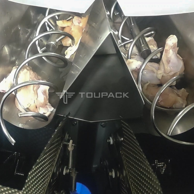 14 automóvel principal do pé de galinha da carne fresca dos SS 10-500g do pesador da combinação que pesa o sistema de alimentação de parafusamento