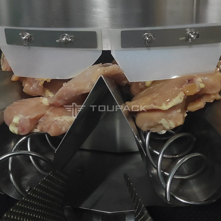Cabeça de Dimple Plate Hopper 14 da máquina de embalagem do pesador do parafuso 1.0L 1.5L para o peito de frango