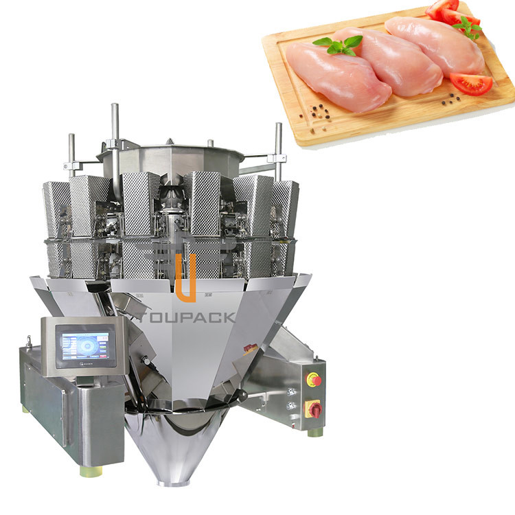 Cabeça de Dimple Plate Hopper 14 da máquina de embalagem do pesador do parafuso 1.0L 1.5L para o peito de frango