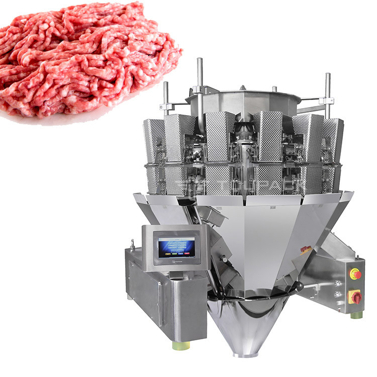 14 Pesadora de cabeça de parafuso 2.0KW 410kg carne de porco picada carne fresca pesagem e embalagem máquina