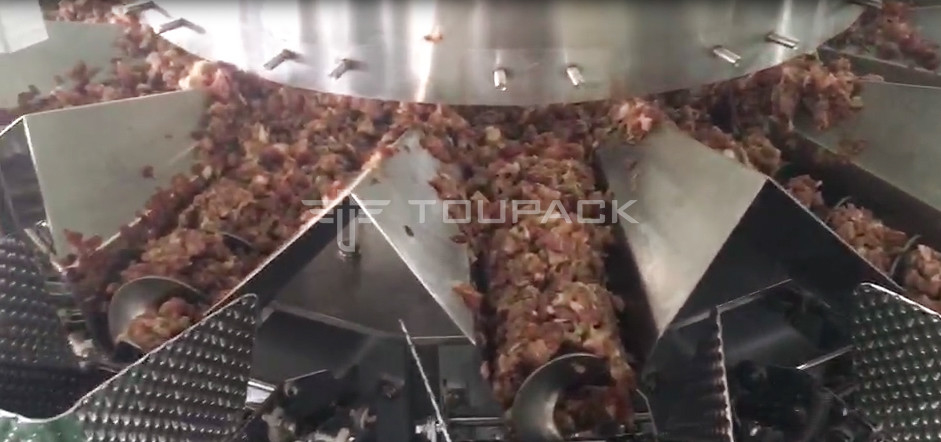14 Pesadora de cabeça de parafuso 2.0KW 410kg carne de porco picada carne fresca pesagem e embalagem máquina