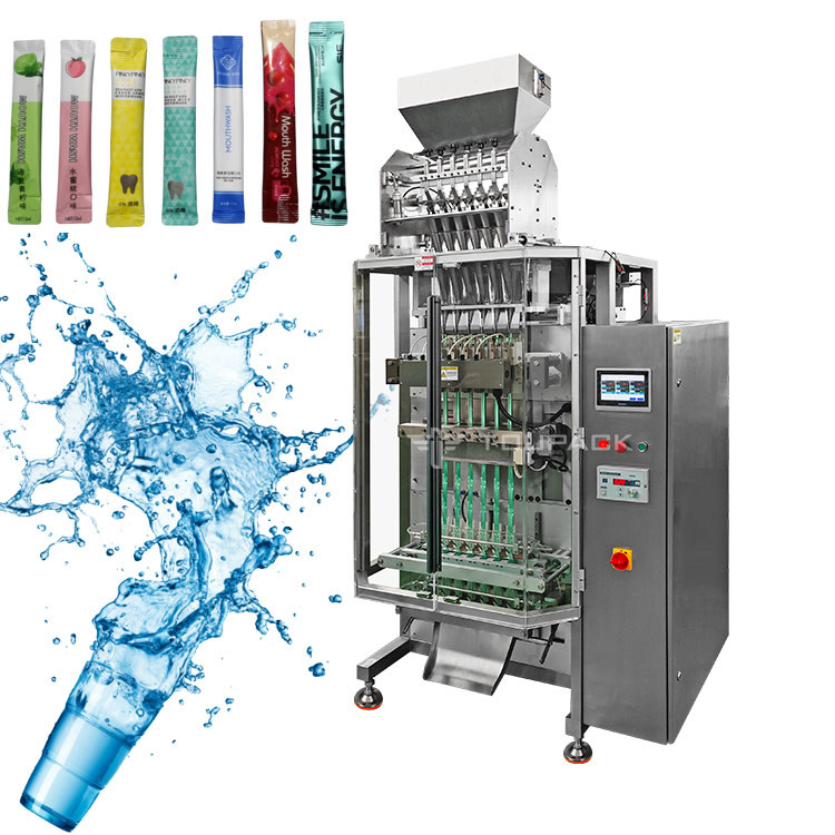 Máquina de embalagem vertical de várias linhas para molho líquido, gel esportivo, pasta de chocolate, maionese, condensado de mel