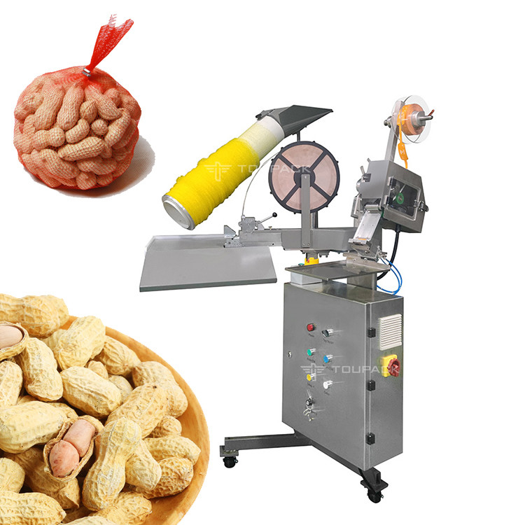 Máquina de embalagem de sacos de malha semiautomática para cebola de batata de laranja e amendoim