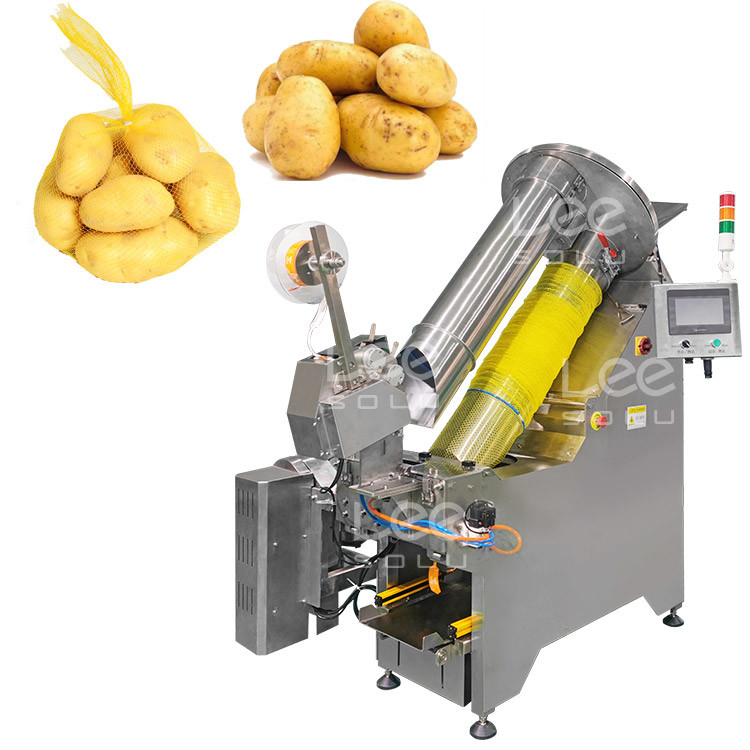 Máquina de embalagem de sacos de rede totalmente automática para sacos de malha de legumes de batata