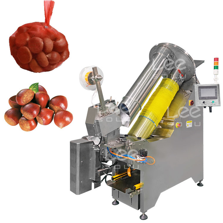 Máquina de embalagem de frutas e vegetais de 5 kg Castanea Mollissima Auto Mesh Net Bag Pesagem Contando Recortes de rede