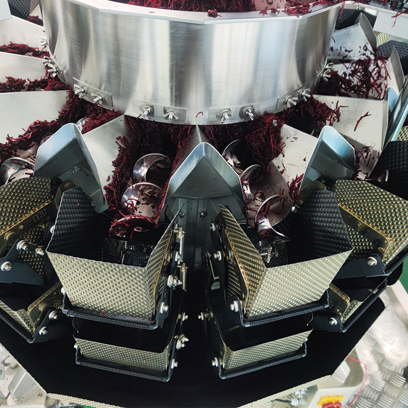 Máquina automática de embalagem de carne de bovino carne de porco carne de aves de capoeira salsichas de alimentos pegajosos com máquina de embalagem de vedação de pesagem multi-chefe