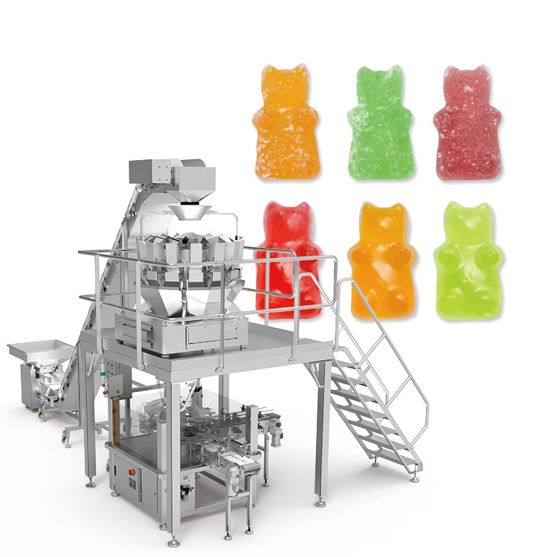 QQ doces gomas de queijo parafusos multi-cabeça pesador auto máquina de embalagem de biscoitos para saco de fecho stand up pouch