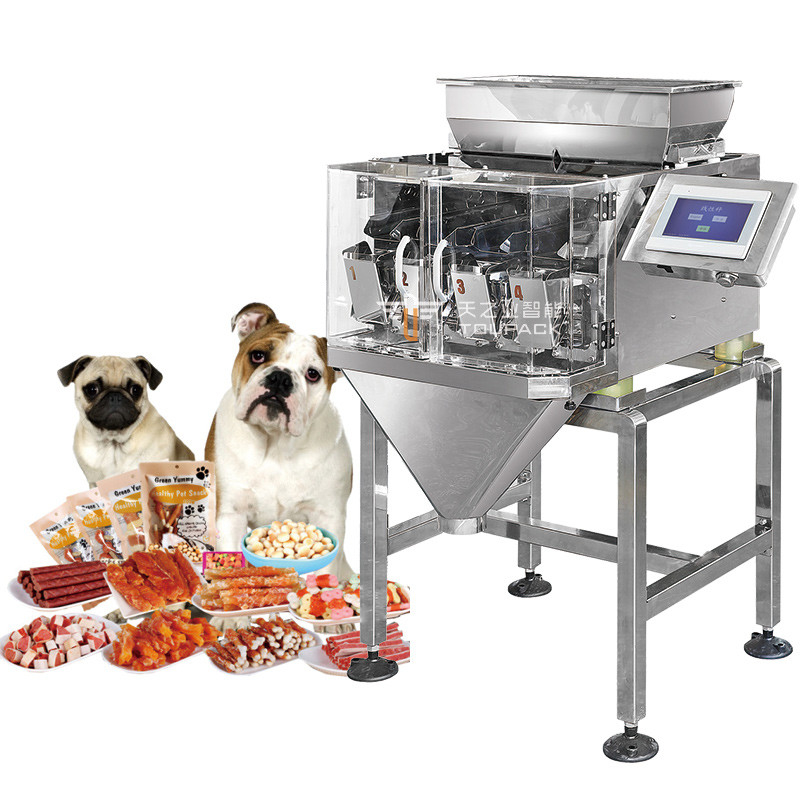 Alimentos para animais de estimação húmidos e alimentos para animais de estimação secos Máquina de embalagem de pesagem multi-cabeça Alimentos para cães e gatos Pesando 120 g 240 g 400 g Máquina de embalagem de saco de 1 kg
