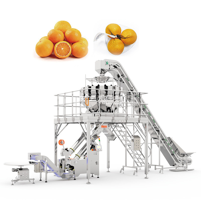 Máquina de embalagem de sacos de malha de cebola Máquina de corte de sacos de malha de frutas e legumes Máquina de embalagem de malha
