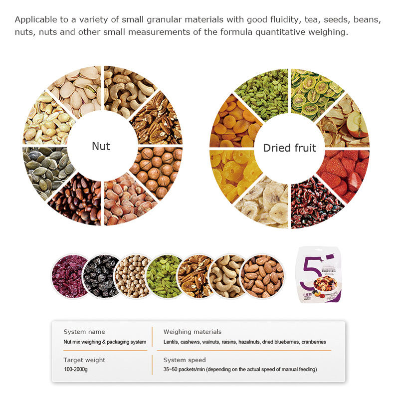 Customize Automático 200g 500g 1000g doces misturados com nozes Amendoim Caju Grânulos Jar pode garrafa de enchimento Capacagem Linhas de rotulagem