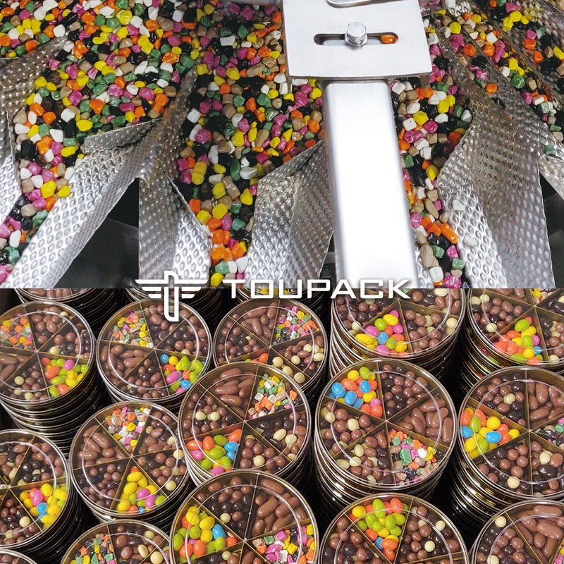 Máquina automática de embalagem a granel de alimentos para lanches, biscoitos, gomas, embalagem de sacos e saquinhos, máquina de enchimento, pesadora multicabeças, máquina de embalagem