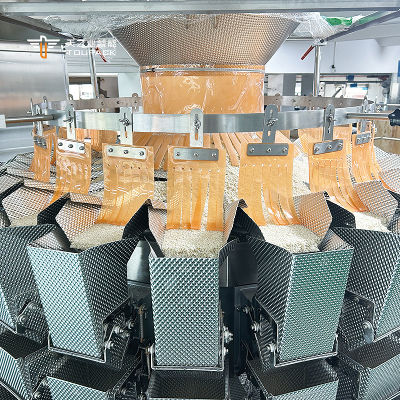 Equipamento de Embalagem de Pesadoras Multicabeça Industriais Pipoca Salgadinhos Açúcar Biscoitos Café Bolacha Linha de Embalagem de Sacos Plásticos