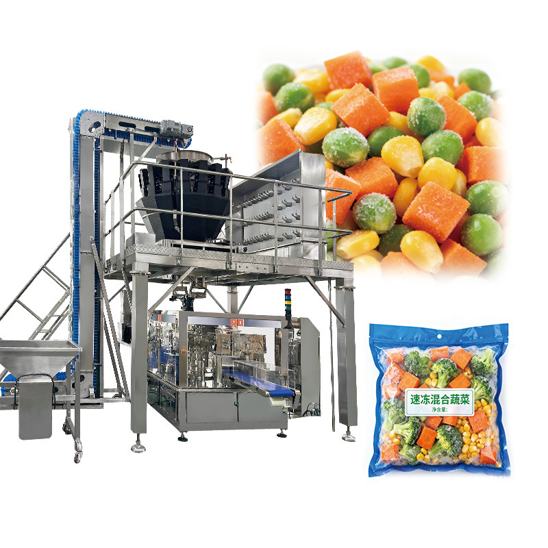 Máquina de embalagem de saladas de vegetais congelados pré-fabricada Máquina automática de fecho de fechadura de fechadura pré-fabricada Máquina de preenchimento com bolsa de fechadura de camarão congelado
