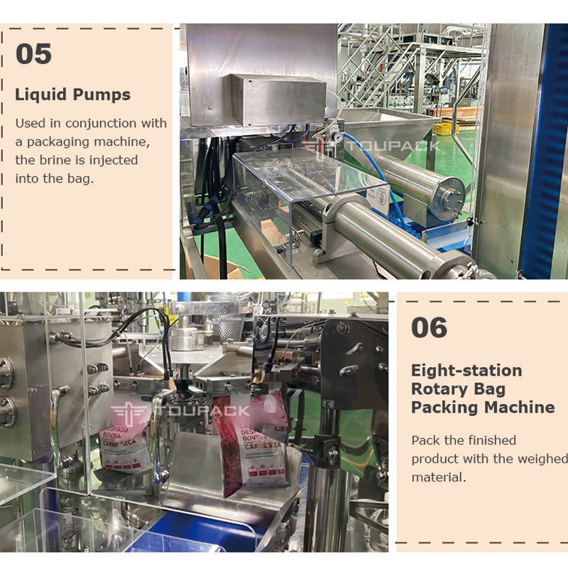 Máquina Automática de Embalagem para Jerky de Frango e Carne, com Zíper, Pré-Fabricada, Pesagem e Enchimento, para Frutos do Mar Congelados, Embalagem Doypack