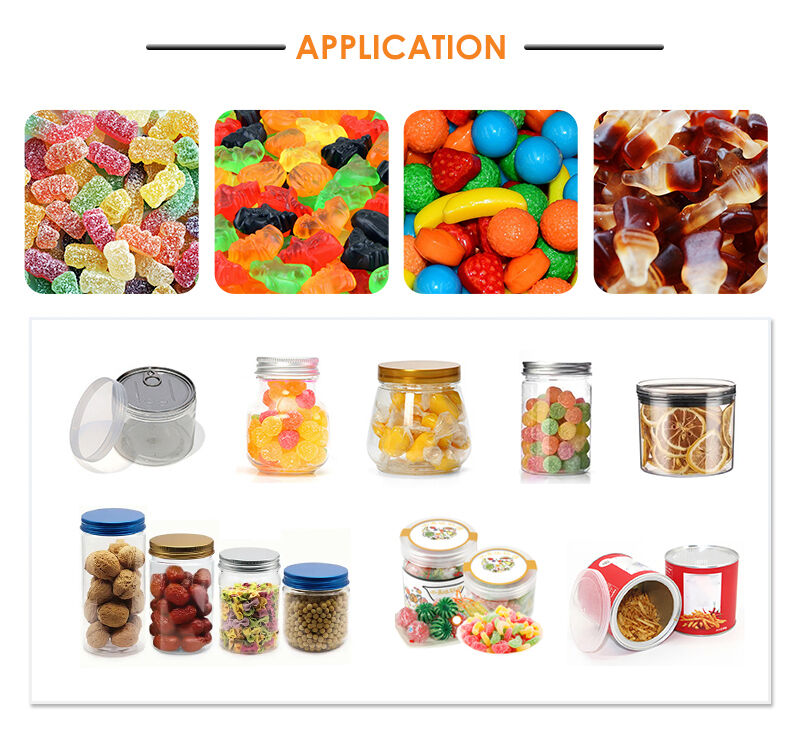 Linha de Produção de Enchimento e Selagem Automática Personalizável da Fábrica CE para Chips, Doces e Embalagem de Lanches para Potes/Garrafas/Latas