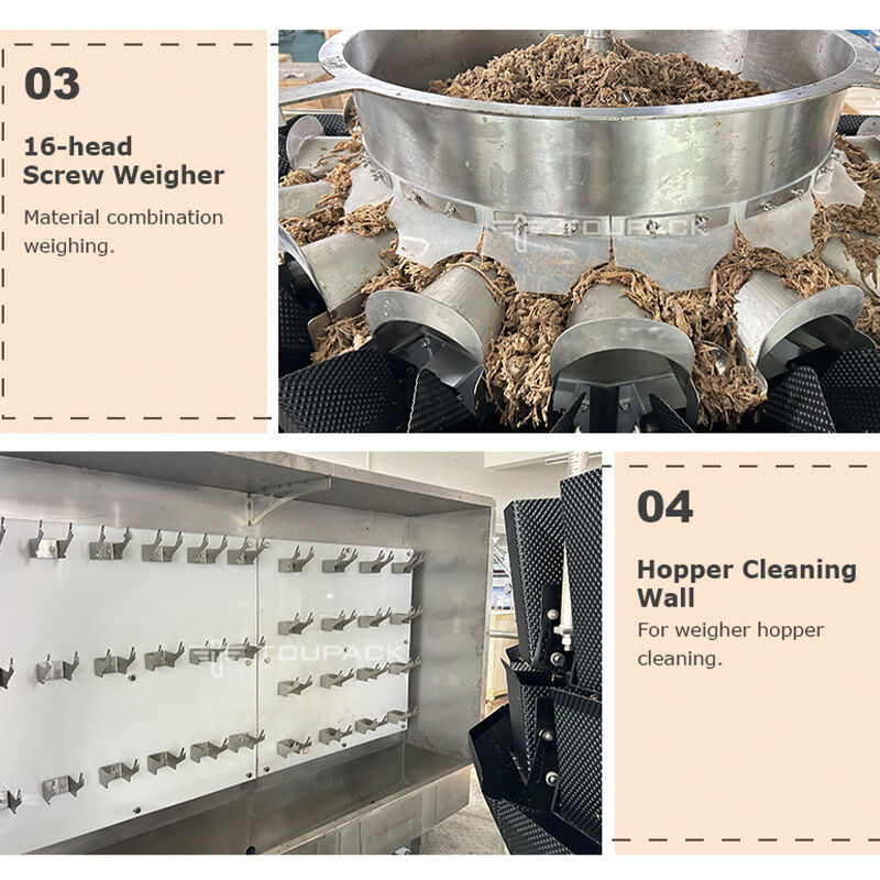 Linha de embalagem automática de bandeja com multi-cabeça de alimentação por parafuso pesadora para carne, salada e refeições prontas