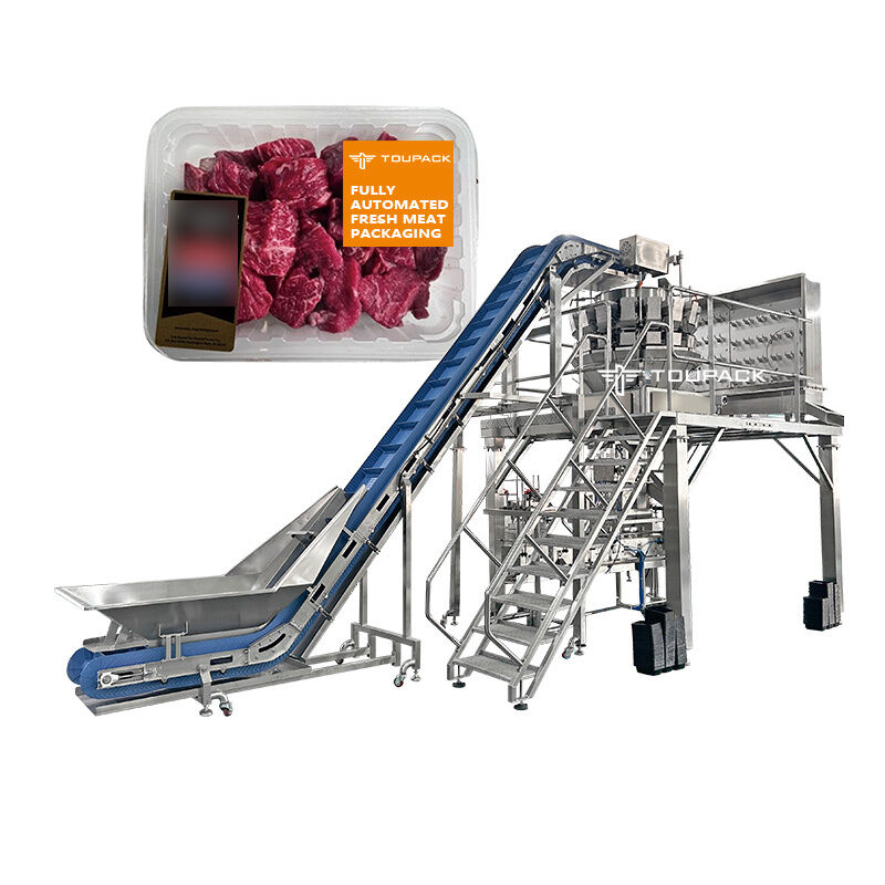 Máquina de embalagem de refeições prontas pesador de parafuso bandeja linha de embalagem com parafuso de alimentação pesador multihead