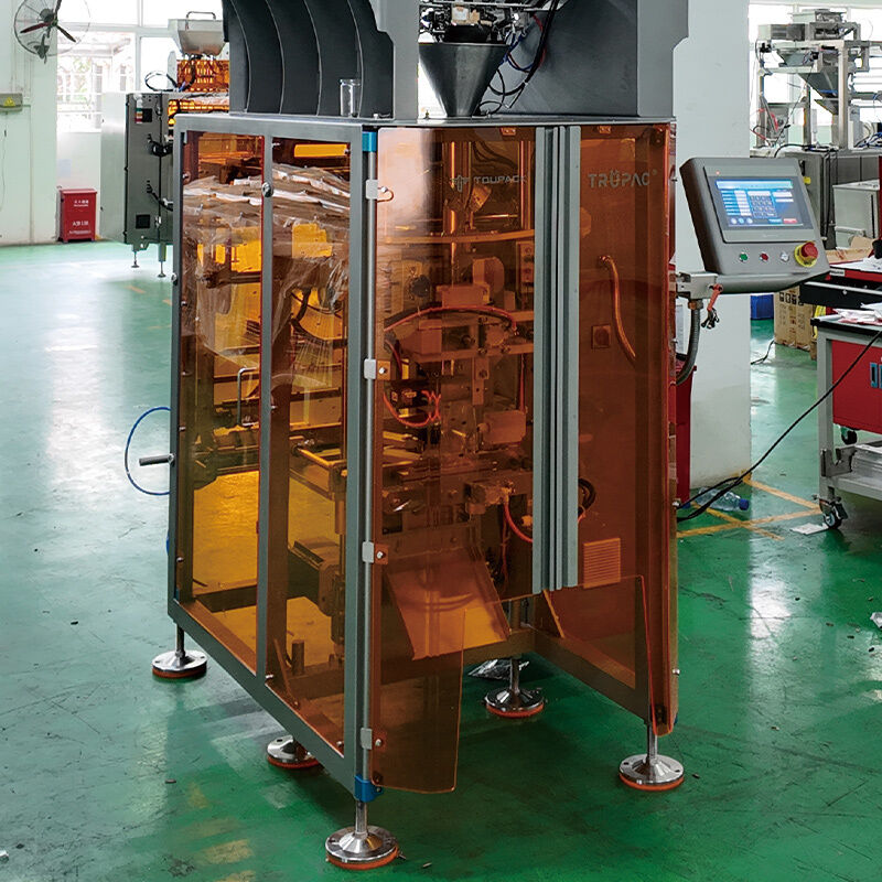 Máquina vertical de alta velocidade para preenchimento e selagem com balança multicabeça (80-200 sacos/min)