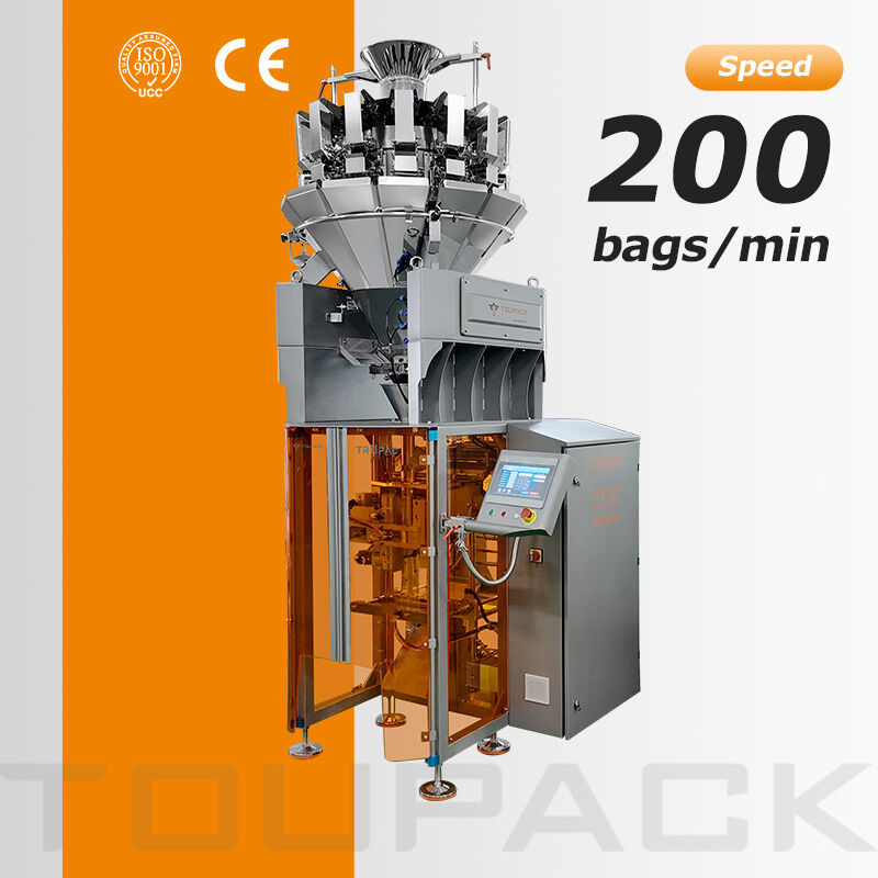 Máquina de embalagem automática VFFS para embalagens de alimentos com multi-head Weigher 20-200 pacotes por minuto Sistema de pesagem de alta precisão