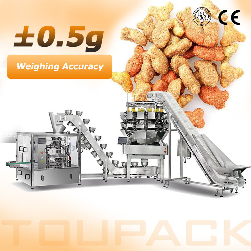 Máquina de embalagem pré-fabricada automática de alta velocidade, chips, biscoitos, pipoca, doypack, equipamento de vedação, lanche, empacotador de alimentos
