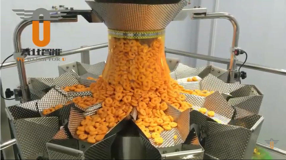 máquina de embalagem de 120bag/Min High Accuracy Multihead Weigher para aros do queijo e da cebola