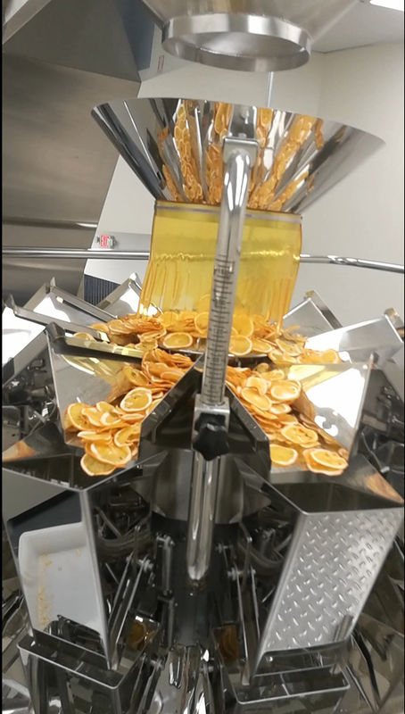 Pesador giratório de Multihead da máquina de embalagem do PLC de 40 sacos/minuto para o malote de Lemond Premade dos frutos secos