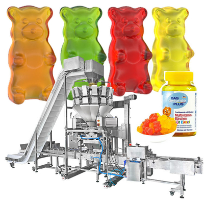 A garrafa automática pode ranger o peso do alimento de petiscos dos doces da máquina de embalagem e a máquina de empacotamento gomosos de enchimento