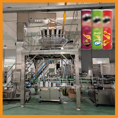 Batata automática sistema de peso e de enchimento de Chips Tin Canning Machine Puffed Food do vácuo