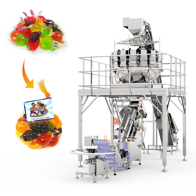 Máquina do grampeamento de Jelly Mesh Bag Packaging Machine 500g-5kg do fruto com pesador de Multihead