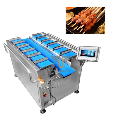 PLC Balanças Eletrônicas Bife Peixe Frango Frutos do Mar Garrafa Salsicha Peso Multi-cabeças Cinturão Alimentador Combinação