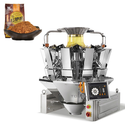 Máquina de embalagem de açúcar branco castanho vertical Granula de sal alimentar Pesadora automática multi-cabeça
