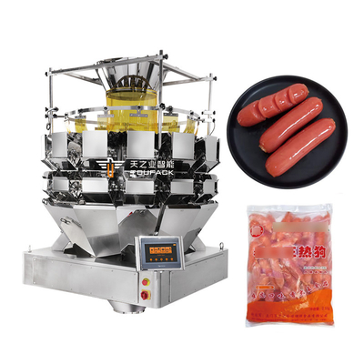 Pequena cintura de salsicha Combinação Pesadora Máquina de embalagem de carne pura Salsicha Multihead Pesadora