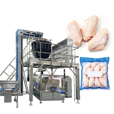 Máquina de Embalagem Automática a Vácuo para Alimentos Congelados, Embalagem de Sacos para Camarão, Anéis de Lula, Máquina de Embalagem com Pesador Multicabeças