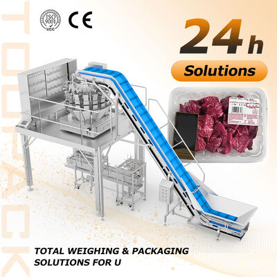Automatic Food Tray Sealer Machine with Multihead Weigher for High Speed & Stable Output, Accurate Weighing, and Wide Application Range