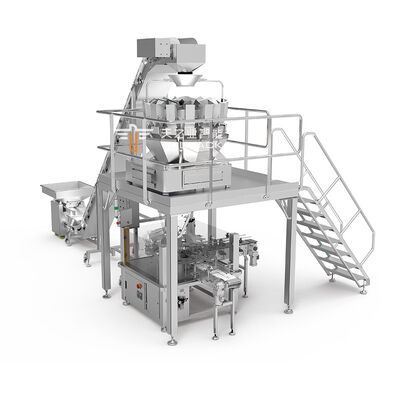 Pesagem automática de alta velocidade e máquina de enchimento de latas de plástico para lanches de carne seca de frango e carne bovina