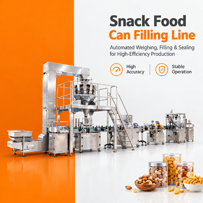 Máquina Automática de Enchimento e Pesagem de Snacks Inflados com Selagem e Rotulagem de Lata