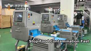 Máquina de inspeção por raios X para produtos alimentícios embalados e a granel